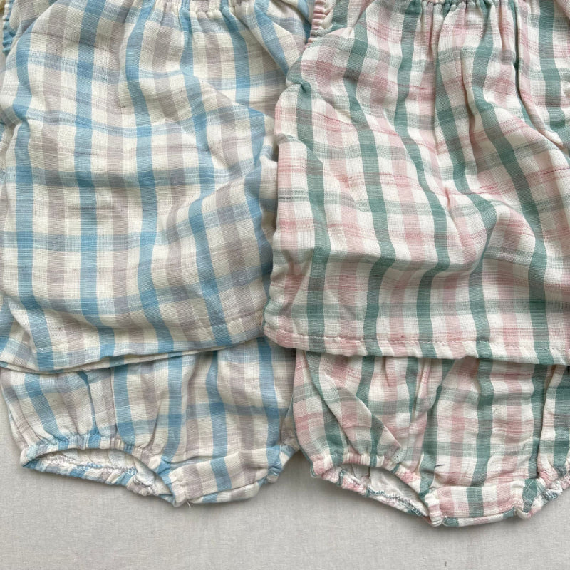 【BABY】チェック柄レースアップベストSK102255