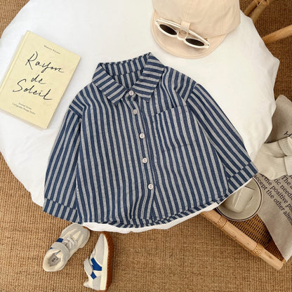 【BABY&KID】ストライプシャツ、デニムパンツSK100221