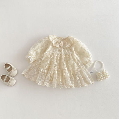 【BABY】フラワー刺繍レースロンパースSK103605