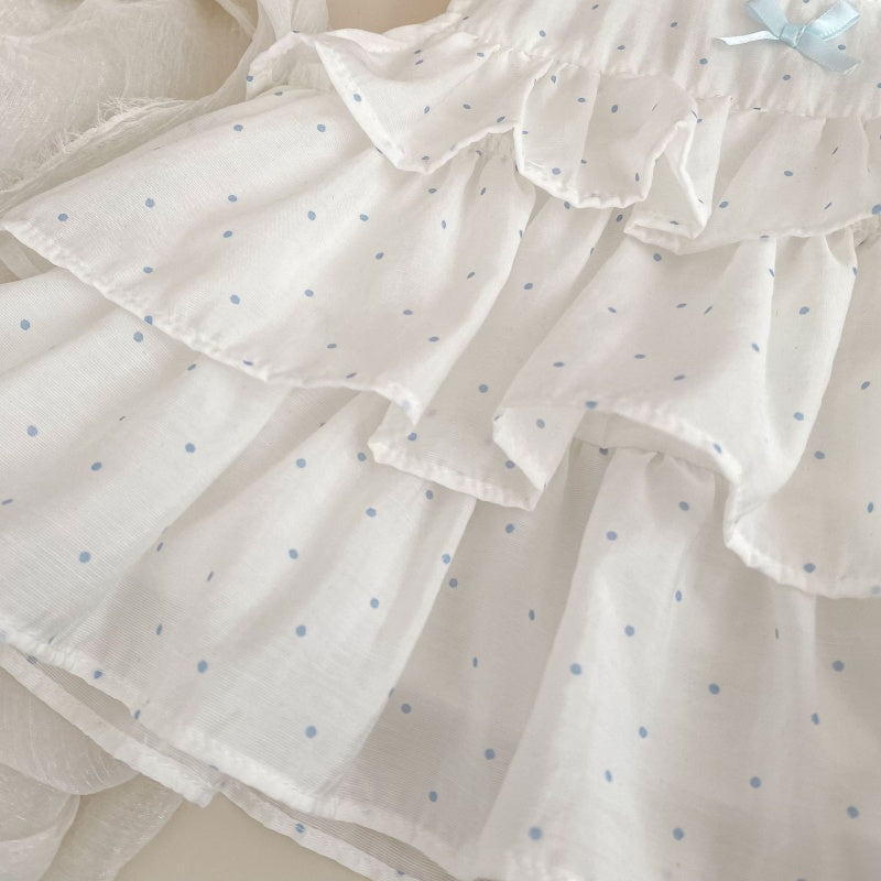 【BABY&KID】夏新作ドットノースリーブブラウス＆フリルショートパンツSK105413