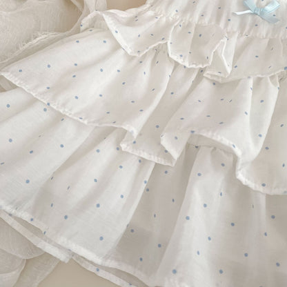 【BABY&KID】夏新作ドットノースリーブブラウス＆フリルショートパンツSK105413