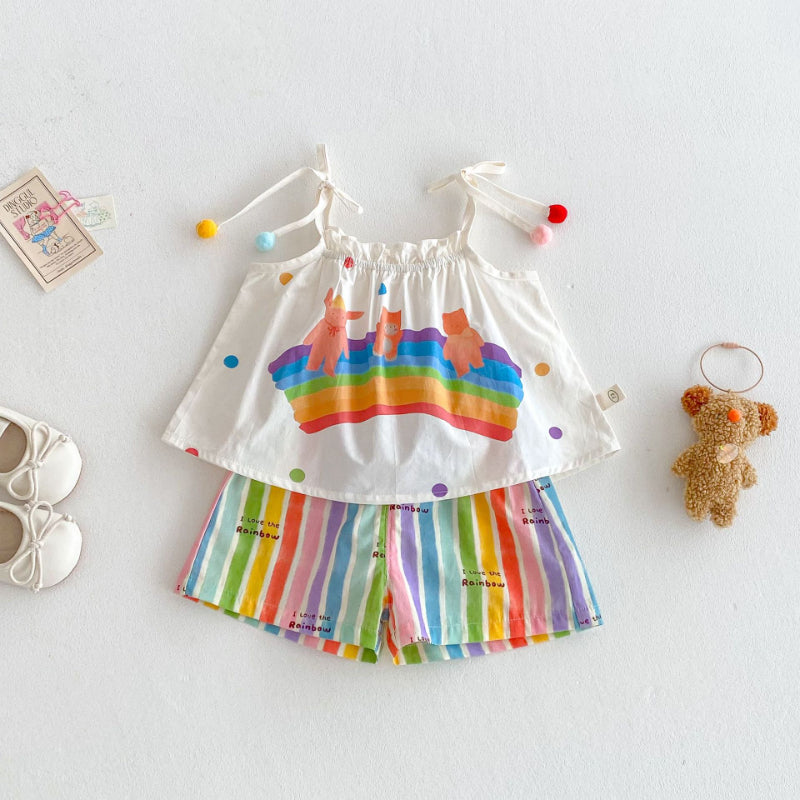 【BABY&KID】夏新作 レインボーセットアップSK080602