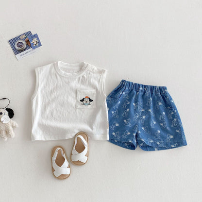 【BABY&KID】夏新作 ドッグポケットTシャツ、フルプリントショーツSK080609