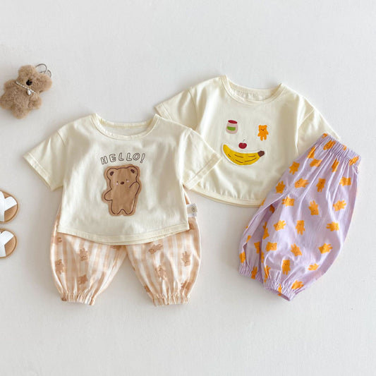 【BABY&KID】夏新作 Helloベア可愛いセットアップSK072009