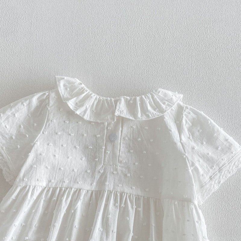 【BABY】夏新作 ラウンドネック刺繍ロンパースSK104909
