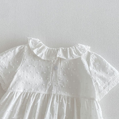 【BABY】夏新作 ラウンドネック刺繍ロンパースSK104909
