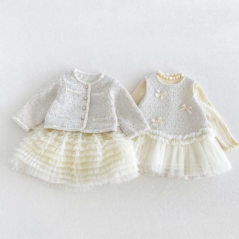 【BABY&KID】ツイード風アウター、ワンピース、ニットSK108114