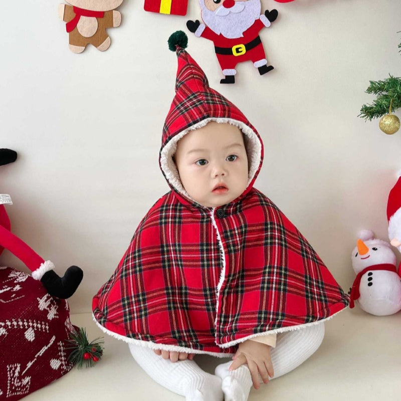 【BABY】クリスマスチェックポンチョSK102829