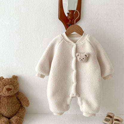 【BABY&KID】冬新作熊さん付けモフモフオールインワン　全3色SK11370