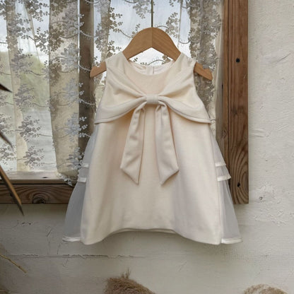 【BABY】ベルベット蝶結びワンピース、無地ニットトップスSK107416