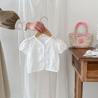 【BABY】夏新作 フラワー刺繍ロンパース、カーディガンSK072313