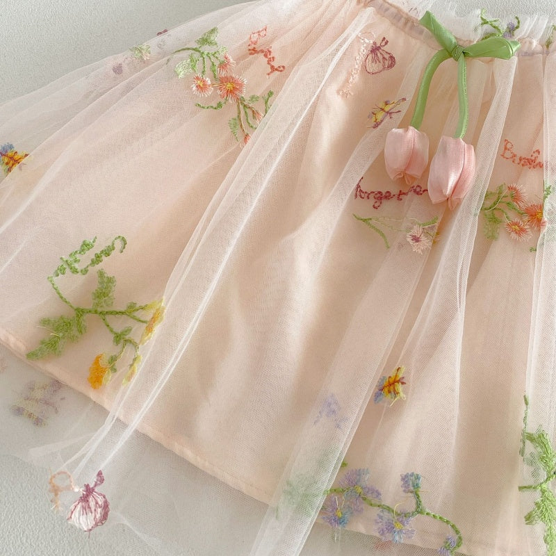 【BABY】夏新作レース刺繍フラワーワンピース＆帽子SK106518