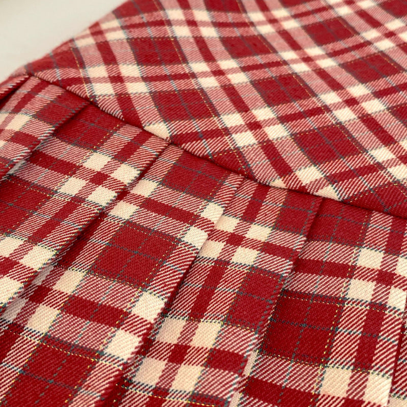【BABY&KID】学院風チェックワンピース、さくらんぼ刺繍襟ＴシャツSK100842