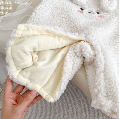 【BABY】冬新作うさぎデザイン裏起毛サロペットSK102702