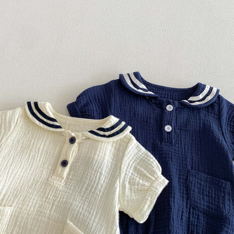 【BABY】夏新作コットンガーゼしぼ感ロンパースSK105809