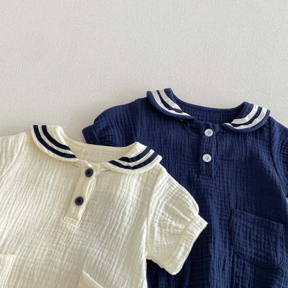 【BABY】夏新作コットンガーゼしぼ感ロンパースSK105809