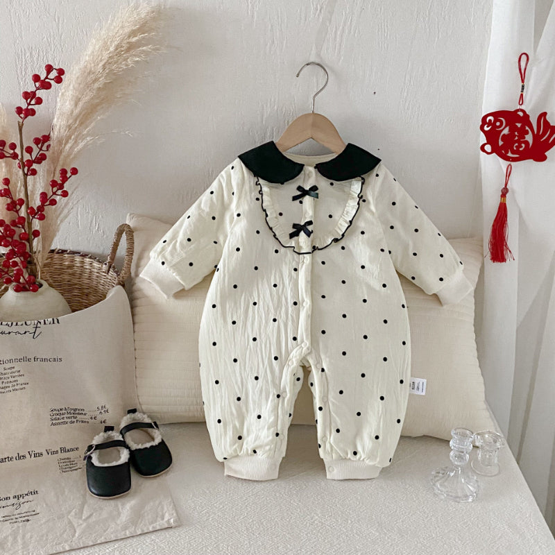 【BABY】冬新作ドット裏起毛カバーオールSK102712