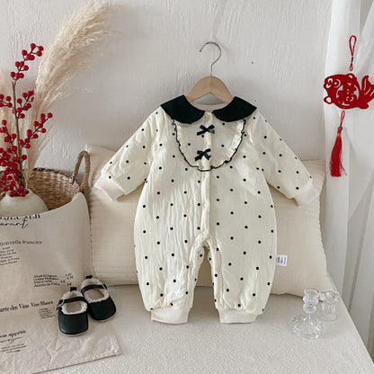 【BABY】冬新作ドット裏起毛カバーオールSK102712