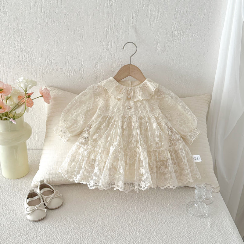 【BABY】フラワー刺繍レースロンパースSK103605