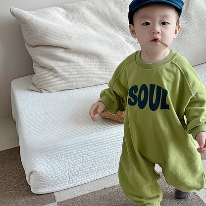 【BABY】SOULシンプルな英字カジュアルロンパースSK11531