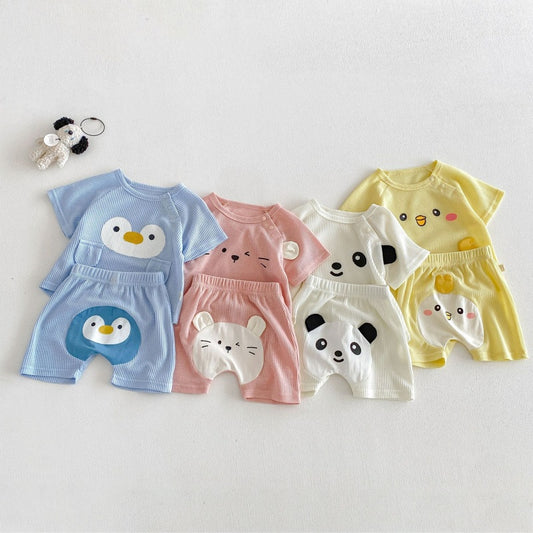 【BABY&KID】夏新作ワッフルカートゥーンセットアップSK105603
