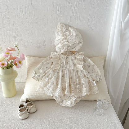 【BABY】小花柄レースロンパースSK103604