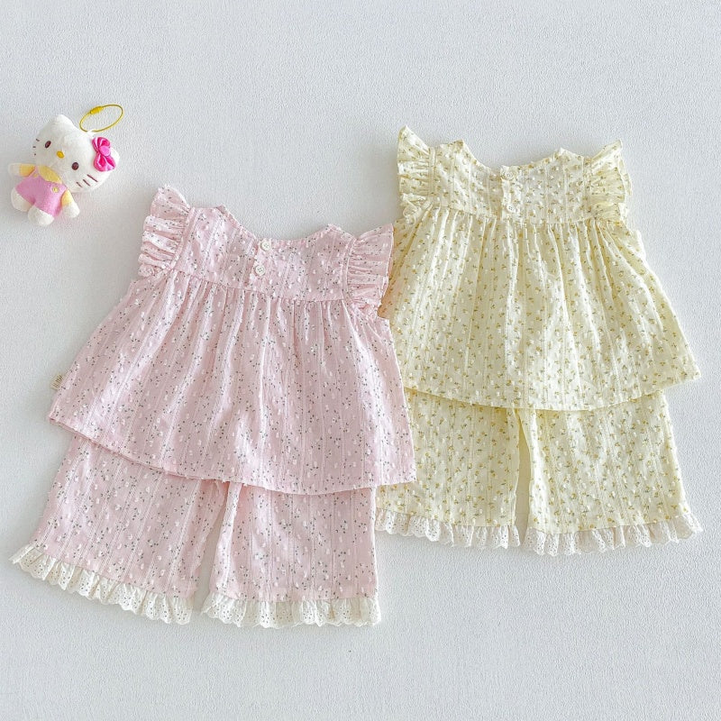 【BABY&KID】夏新作フリルスリーブ小花柄セットアップSK105604