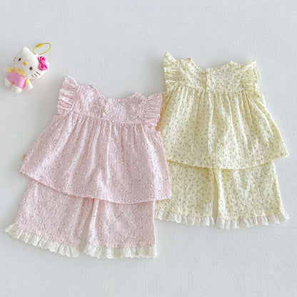 【BABY&KID】夏新作フリルスリーブ小花柄セットアップSK105604