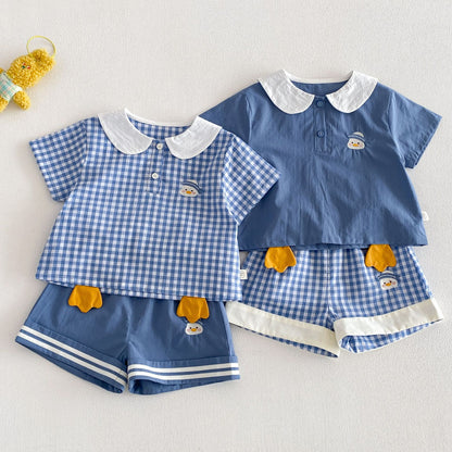 【BABY&KID】夏新作 カートゥーン丸襟Tシャツ、ショートパンツSK105114