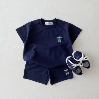 【BABY&KID】夏新作 ベア刺繍セットアップSK091203