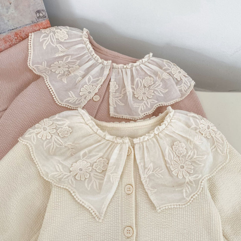 【BABY&KID】レースフリル襟カーディガン&パンツセットアップSK100828