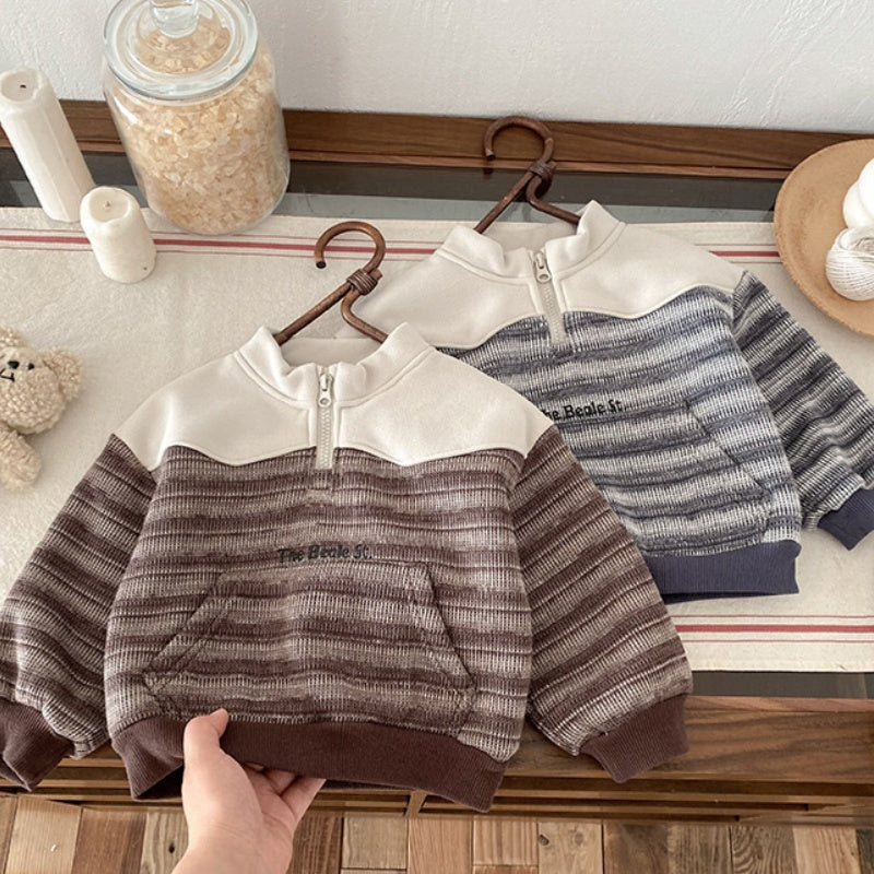 【BABY】冬新作ボーダー裏起毛スウェットSK102728