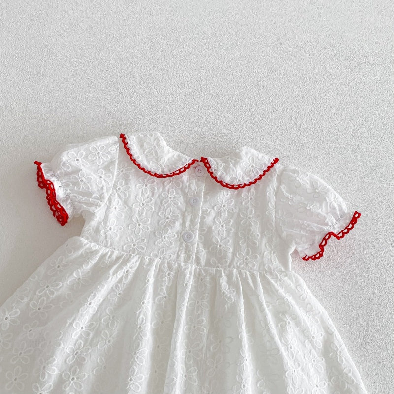 【BABY】夏新作刺繍丸襟ロンパースワンピースSK104615
