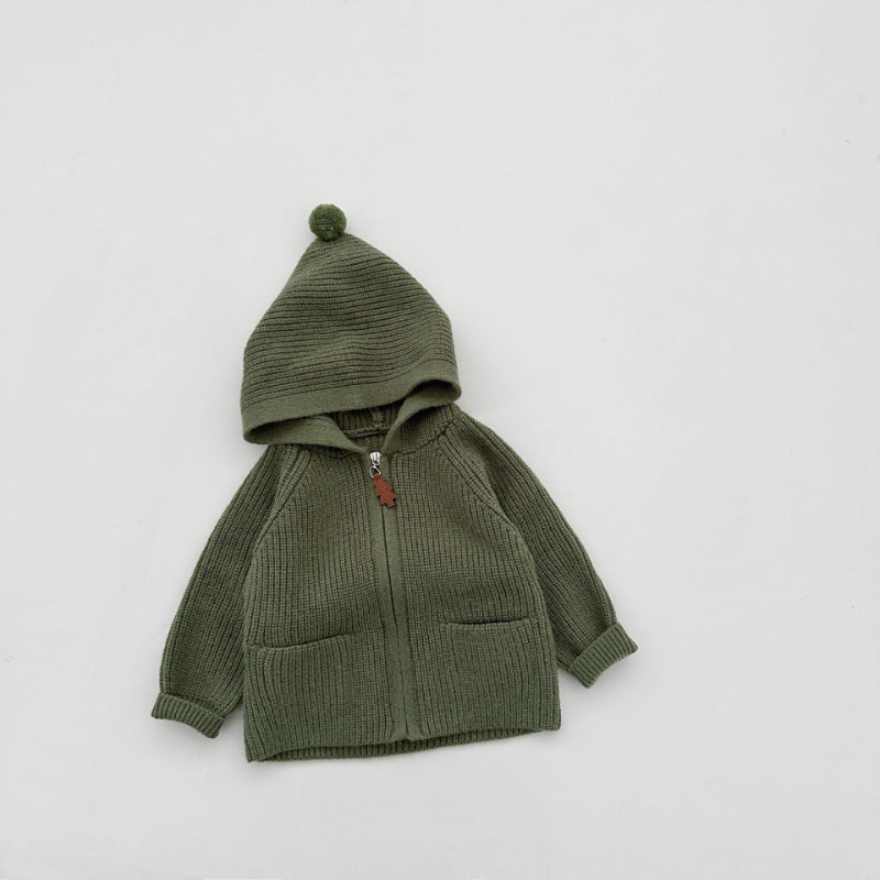 【BABY&KID】冬新作無地フード付きニットカーディガンSK103010