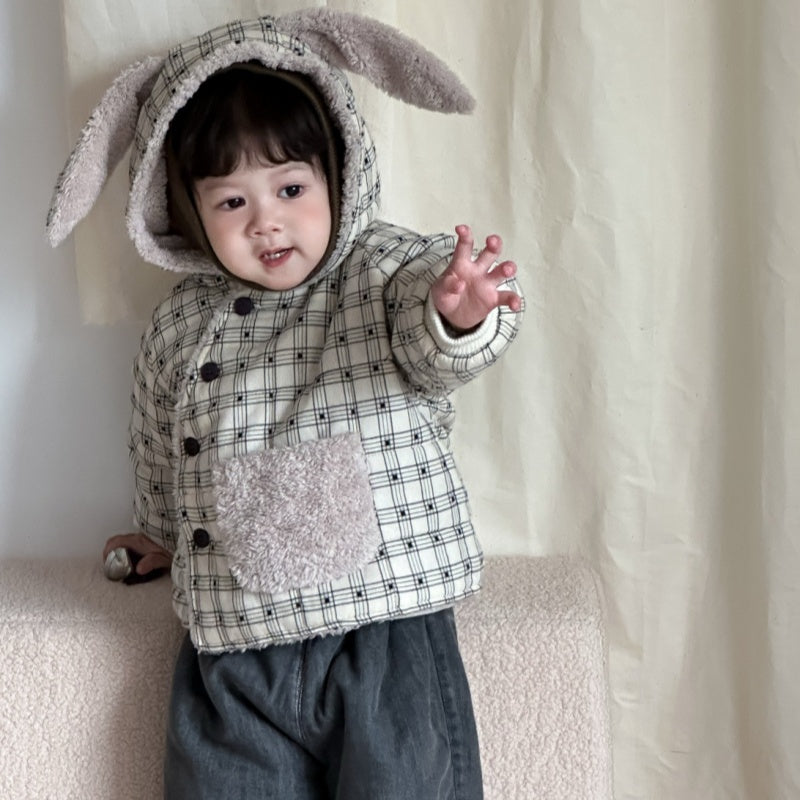 【BABY&KID】冬新作チェックフード付きジャケットSK103126