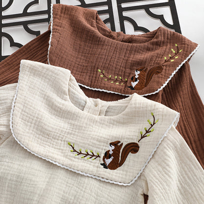 【BABY】リス刺繍ロンパースSK010307