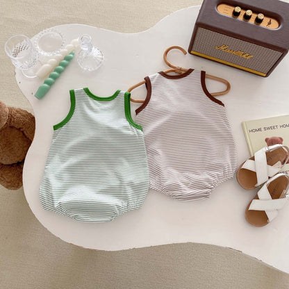 【BABY】夏新作 可愛い恐竜、ライオンボーダーロンパースSK062909