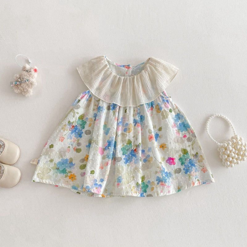 【BABY&KID】夏新作 カラフル小花柄フリルワンピースSK070502