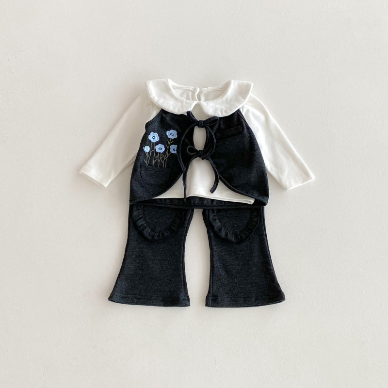 【BABY&KID】レトロベスト＆フレアパンツセット、長袖TシャツSK092440