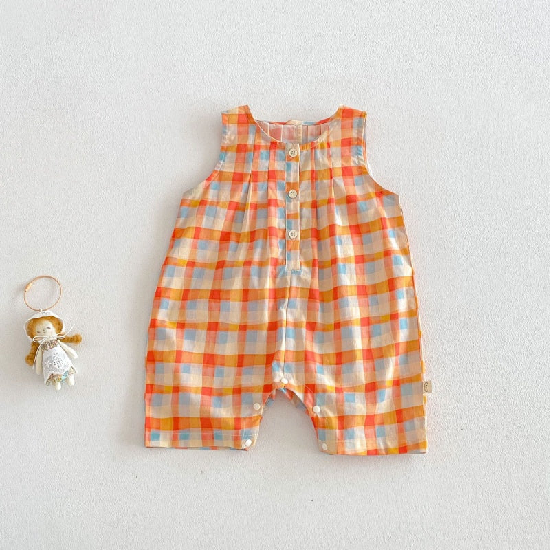 【BABY&KID】夏新作カラフルチェックセットアップ、サロペットSK106105