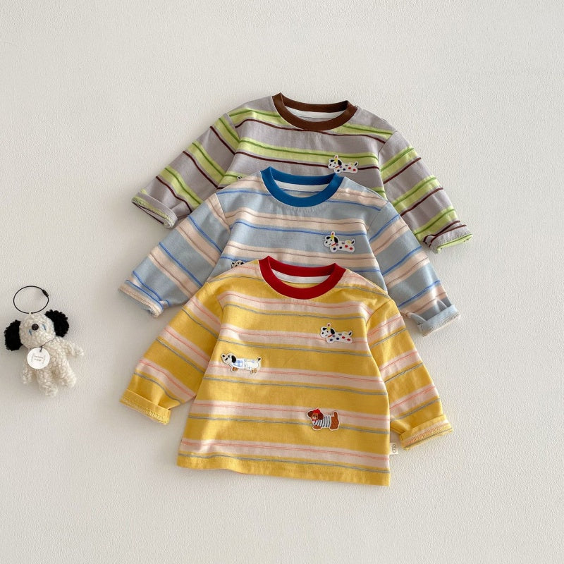 【BABY&KID】おしゃれわんちゃんボーダーロンTSK104121