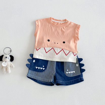 【BABY&KID】夏新作恐竜Tシャツ、デニムショートパンツSK105602