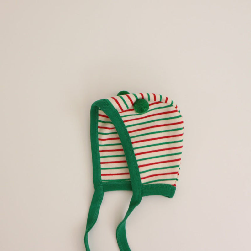 【BABY】細ボーダーカバーオール＆ポンポン帽子セットSK102808