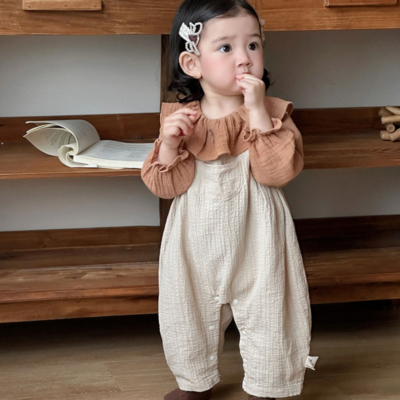 【BABY】やわらかギャザーサロペット、フリル襟ブラウスSK104305