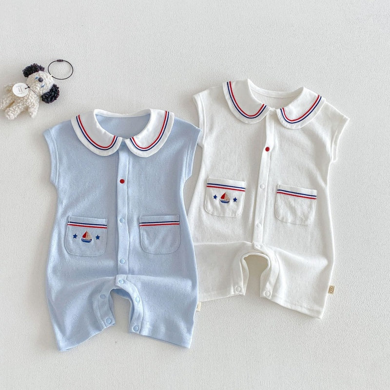 【BABY】夏新作丸襟通気カバーオールSK105611