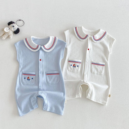 【BABY】夏新作丸襟通気カバーオールSK105611