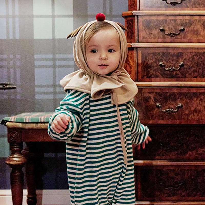 【BABY】クリスマスボーダーカバーオール、トナカイポンチョSK102817