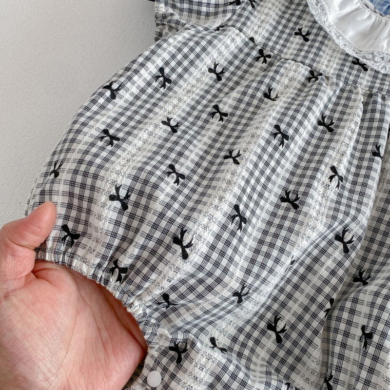 【BABY】夏新作 蝶結びパフスリーブロンパースSK104911