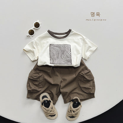 【BABY&KID】夏新作 コットンプリント半袖TシャツSK080808