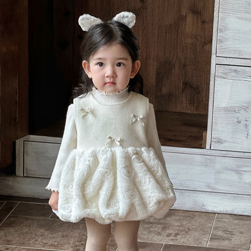 【BABY&KID】冬新作韓国風蝶結びジャンパースカートSK103134